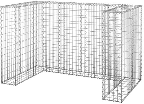 vidaXL Muro de Gaviones para Contenedor de Basura Cobertizo Cubos Cesta Jardín Patio Rejilla Malla Estable Duradera Acero 180x100x110 cm