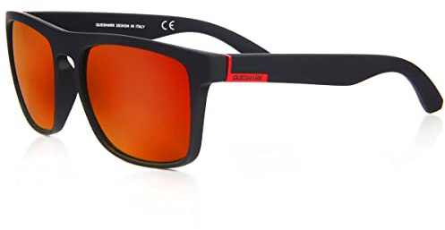 Queshark Unisex, polariserade HD-solglasögon, klassiska, herr, retro, UV400-skydd, för golf, cykling, sport, fiske, resor, L