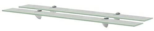 Tidyard 2X Regal Schwebend Wandregal Glasregal Glasboden Glasablage Badablage Wandablage Badregal Ablage Regale Bad Glas 90 x 10 cm (L x B) Glasstärke: 8 mm,Tragfähigkeit: 15 kg,Mattiertes Weiß