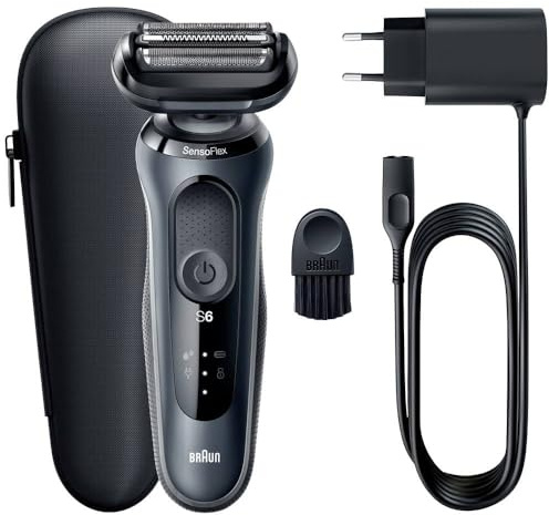 Braun Maquinilla de Afeitar Eléctrica para Hombre, Serie 6 61N1000S SensoFlex Afeitadora Eléctrica, Recargable, Afeitadora de Láminas en Seco y Húmedo con Estuche de Viaje, Resistente al Agua
