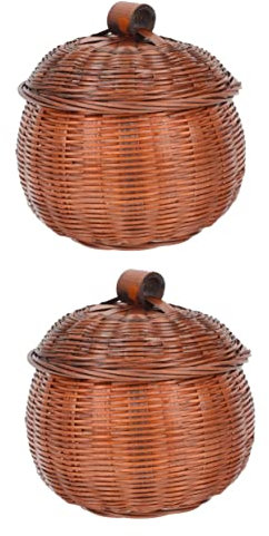 STOBAZA 2stücke Convenient Wooden Basket Mit Deckel Robuster Aufbewahrungskorb Für Eier Und Obst Retro-design Leicht Und Für Küche Und