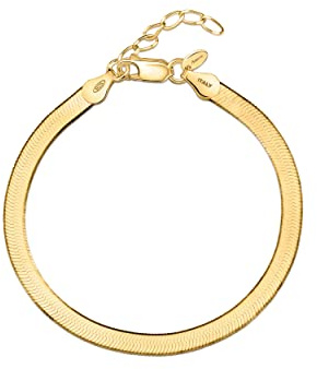 Amberta Frauen 925 Sterling Silber Flaches Schlangenarmband