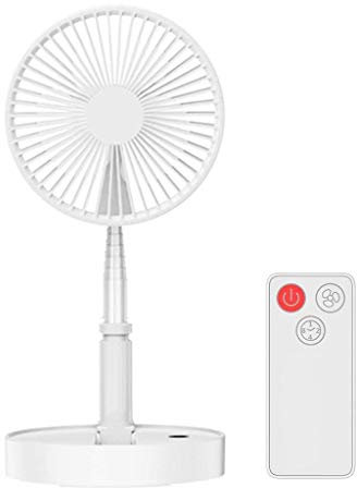 CAZARU Ventilador de Pedestal - Mini Ventilador de pie oscilante, con Control Remoto, Mini Ventilador de pie, 4 velocidades potentes, Altura Ajustable para el hogar, Patio al Aire Libre