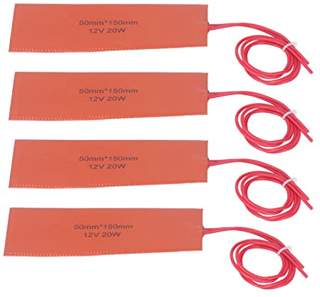 4PCS Silikonkautschuk-Heizung Silikonkautschuk-Heizkissen, Flexibles Silikonkautschuk-Heizkissen DC12V 20W Isolierung Elektrische Heizelemente Flexible Silikon-Heizmatte Gummi
