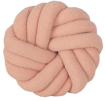 PTKG Knotenkissen Lammwolle Knotenball Weiche geknotete Kugelkissen Kreative runde Kissen Dekokissen,G