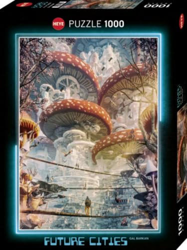 Heye Puzzle 1000 Teile für Erwachsene „Shroomland“ | Fantastische Pilzwelt von Gal Barkan mit digitaler Kunst & surrealen Details, 50 x 70 cm