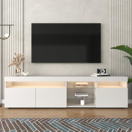 KOMHTOM Armoire TV moderne blanche et noire - Buffet avec six compartiments de rangement - Armoire polyvalente pour salon et chambre à coucher - 180 x 35 x 45 cm - Blanc