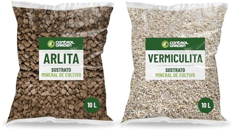 CONTROL GARDEN Pack Arlita 10L + Vermiculita 10L | Sustrato para Plantas y Cultivos Interior y Exterior | Fabricado en España