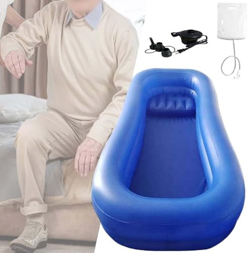 MAYFABD Aufblasbare Badewanne Dusche Für Erwachsene ältere Menschen Mit Wassersack Bad Im Bett Hilfsmittel Ganzkörper Im Bett Waschen Für Behinderte Ältere Bettlägerige Patienten,F