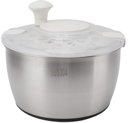 Essoreuse à Salade en Acier Inoxydable, Grande capacité, Rotation Manuelle, Double Couche, Stockage Compact, Outil de Cuisson Rapide pour la Préparation des Légumes