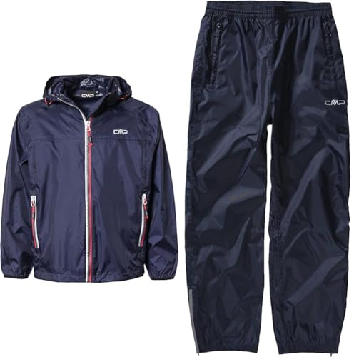 CMP Jungen Aus Reißfestem Polyester Für Kinder Regenjacke, Marine, 164 EU & Jungen Für Kinder Regenhose, Marine, 164 EU