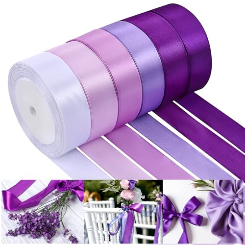 NACHLYNN Cinta de raso de 25 mm x 22 m, color lila, cinta de regalo, para manualidades, para embalaje, decoración de vacaciones, ramo de boda, decoración DIY