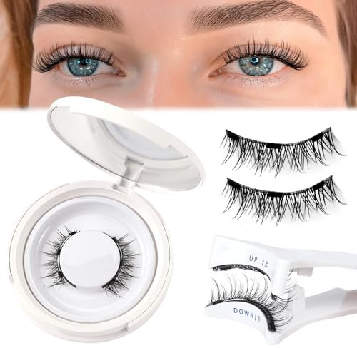 NATOSU Ciglia magnetiche naturali riutilizzabili, Kit con applicatore impermeabile a lunga durata, Senza colla