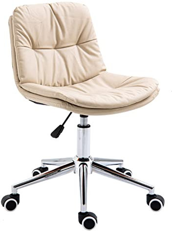 Home-Office-Stuhl, mittelhoher Rücken, PU-Leder, Schreibtischstuhl, Computerstuhl ohne Armlehne, ergonomischer Arbeitsstuhl mit Rollfunktion und Drehfunktion