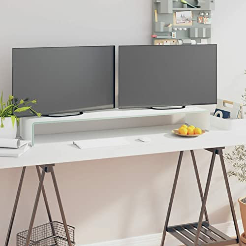 Buzaza TV-Aufsatz/Monitorerhöhung Glas Grün 110x30x13 cm Monitorständer Notebookständer Erhöhung für Fernseher TV