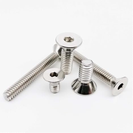 Manoud 10/50 Stück UNC 2#-56 4#-40 6#-32 8#-32 10#-24 Grobgewinde 304 Edelstahl Innensechskant Senkkopfschraube(1/4,50pcs 2-56)