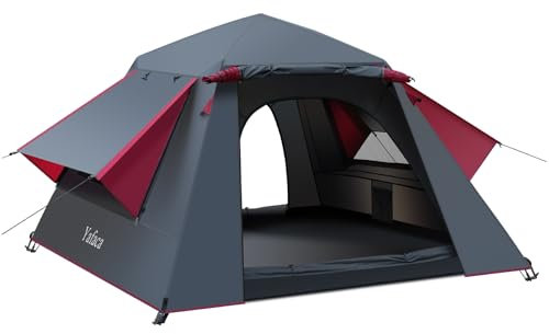 Yafaca Tenda da campeggio, tenda pop-up per 3 persone, extra large, impermeabile, con 2 finestre antipioggia, 2 strati per festival di famiglia, con strato esterno rimovibile, tenda per campeggio