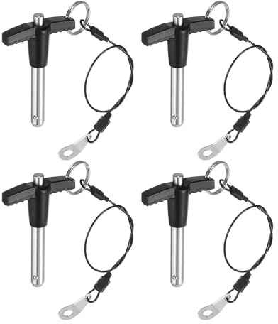 QUARKZMAN 4 Stück T-Griff Verriegelungsstifte, 8mm x 30mm Schnellverschlussstifte Verwendungslänge Edelstahl Druckknopf-Schnellspannstift Kugelsperrbolzen