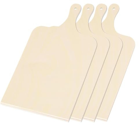 QUARKZMAN Planche à Pizza en Bois 38 x 20 x 0.6 cm, Pelle à Pizza en Bouleau, Ustensiles de Cuisine avec Manche pour Disposer les Pizzas, Lot de 4, S