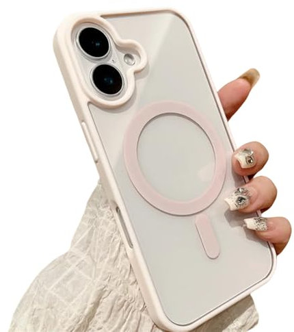 LVVLBBT Custodia di ricarica wireless magnetica trasparente per iPhone 16 15 14 Plus 13 12 Mini 11 Pro Max XS Max XR Cover, rosa, per iPhone 15 ProMax