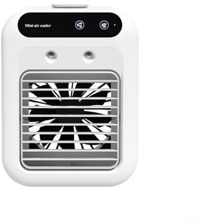 Aire acondicionado portátil, mini aire acondicionado móvil, ventilador de enfriador personal recargable por USB, con batería, 2 velocidades, 2 modos de niebla para coche