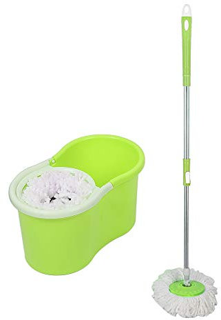 Set Clean Mop - Juego de fregona, cubo y escobilla escurridor sencillos de usar, escobas fregona con mecanismo de centrifugado integrado, para limpieza de suelo