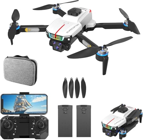 OBEST Mini drone avec caméra 4K, moteur sans balais, lumières, positionnement optique, évitement intelligent, transmission FPV sans fil, 2 batteries
