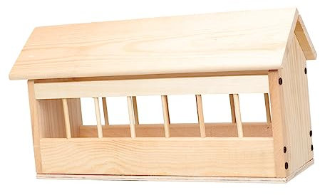 Mikikit Holz Taubenfutterspender Outdoor Mit Öffnenem Dach Für Tauben Fütterung Trog Vogelfutterkasten Mehrfach Slots Für Vögel