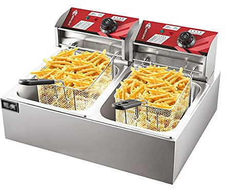 Heihe Freidora eléctrica Profesional, freidora Comercial de Acero Inoxidable, para restaurantes de Papas Fritas, Puestos de Comida rápida, Bares, Fiestas