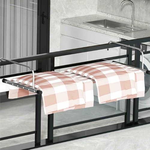 Tendedero Plegable para barandilla de balcón, con Brazos Ajustables, retráctil y portátil, para barandilla de balcón y alféizar de Ventana (68 cm x 129 cm)