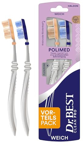 Dr.BEST Polimed Zahnbürste, Weich, Vorteilspack (2 Stück)