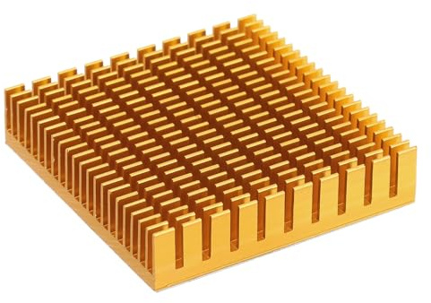 PATIKIL Dissipatore di calore 50 x 50 x 11 mm, dissipatore di calore in alluminio con adesivo termico blu per chip Raspberry Pi CPU transistor FET IC amplificatore di potenza, oro
