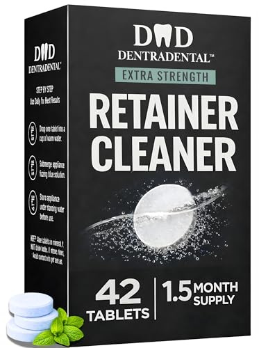 Retainer Cleaner Tablets - 1.5 Month Supply (42 Tablets) - Clean Retainers, Mouth Guards, Dentures - Removes Odor & Plaque (42 Pcs)