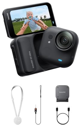 Insta360 GO Ultra - Small 4K Vlogging Camera, Hands-Free, POV Cam, 1/1.28 Sensor, 53g Lightweight, 156° FOV, 200 Min Battery Life, Magnetic Wearable Action Camera for Sports, Vlog，Midnight Black