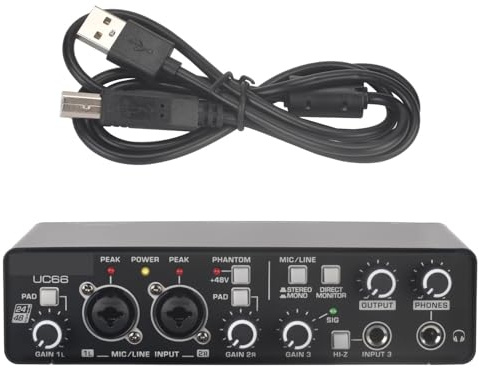 Mélangeur audio, Interface Audio 3 canaux, carte son externe for guitare 24 bits 48KHz