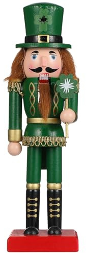 Cabilock 10 Inch Christmas Nutcracker Figure, Wooden Irish Nutcracker Soldier, Irish Wood Soldier Festive Ornament for Christmas Desktop Home Decor