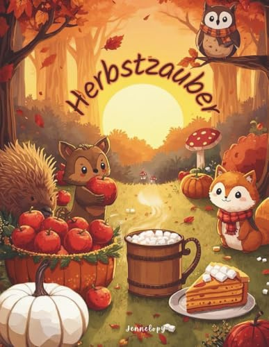 Herbstzauber - Ausmalbuch für Kinder: 55 Motive mit Tieren, Kürbissen, Blättern & mehr | Malbuch ab 4 Jahren