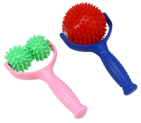 Handmassageball Rollenmassagegerät 2 Stück Pvc Tragbar für Büro Zuhause | Ergonomisch, Angenehm zu Halten, Rosa und Blau, zur Linderung von Schmerzen, im Alltag