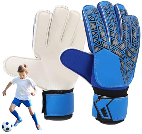 Zyntora Guantes de portero juvenil, guantes antideslizantes de portero de fútbol, protector de palma de juego de fútbol, para jóvenes, mujeres, niños, niñas, curso, escuela, club, práctica, partido al