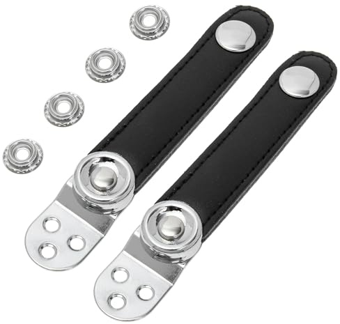 Mipcase Set di Cinghie in Acciaio e Pelle Nera per Fisarmonica, Compatte e Portatili, Fibbie di Ricambio per Musicisti Principianti