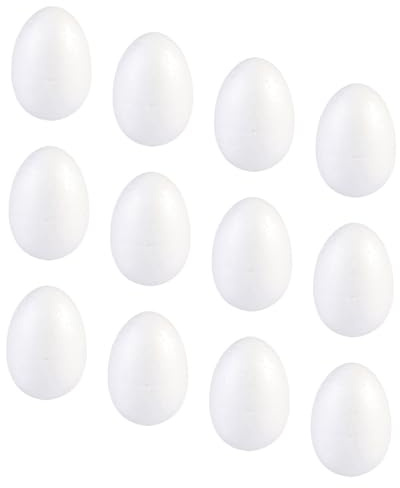 ORFOFE Uova di Schiuma Fai da Te Bianche 7X52 CM Set 25 Pezzi per Lavoretti Pasquali Decorazione Artigianale Creativa