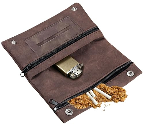 Tobacco Bag, 16 x 8.5 cm Leather Tobacco Pouch for Tobacco Rotating Tobacco, Rotating Tobacco Bag for 30 g, Tobacco Bag for Rotating Tobacco for Storing Tobacco, Rolling Paper, Filter