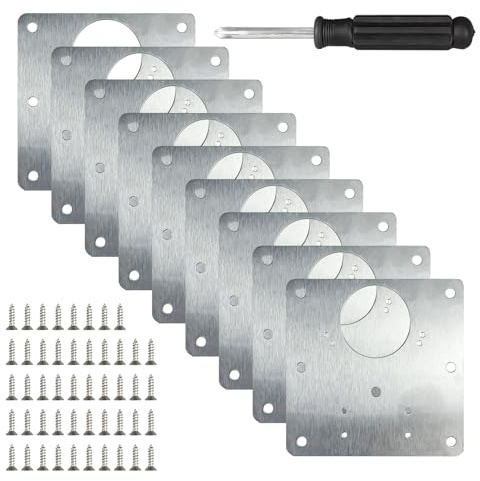 8 Pcs Hinge Repair Plate with Screwdriver, Stainless | kitchen door hinge repair plate 48 Screws, Cupboard Door Hinge Repair Plate, Cabinet Hinge Repair Plat