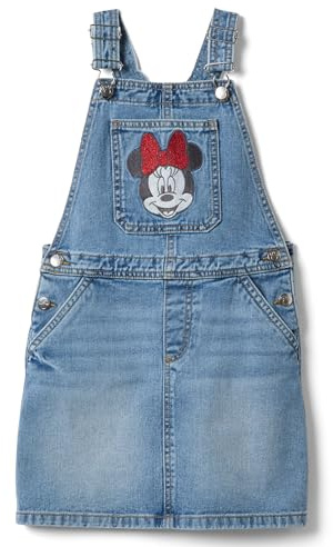 OVS KIDS Salopette denim blu in puro cotone da bambina con ricamo Minnie