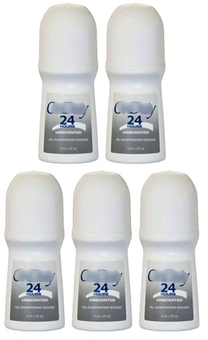 Unscented Roll-On Anti-perspirant Deodorant 24 Hour Fresh Feel 5 Pack – Fragrance Free for Men & Women – Gentle Daily Use, Regular Strength, 1.7 oz