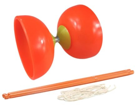 Zxpjkyu Diabolo Giocattolo Giocoliere Cuscinetto Doppia Ciotola Interattivo Bastone Flessibile in PP per Bambini, Adolescenti E Adulti attività all', Rosso