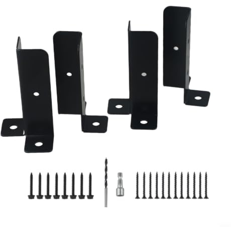 Trayneel Soportes de base de anclaje ajustables para postes de cubierta, 4 unidades, soporte de barandilla de hierro y pérgola, 127 mm de altura, 2 puntos, 8 mm de grosor, color negro para postes de