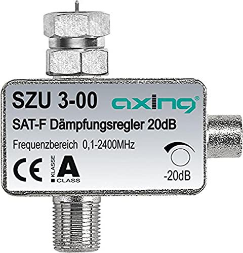 Axing SZU 3-00 atténuateur de signal satellite et terrestre avec F-connecteurs 20 dB réglable