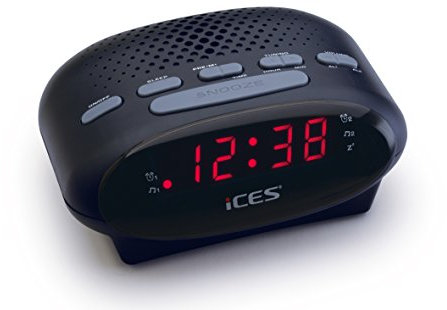 iCES ICR-210 Uhrenradio - Radiowecker mit 2 Weckzeiten - PLL FM - Schlummerfunktion - Sleeptimer - Gangreserve - schwarz, klein, ICR-210 Schwarz