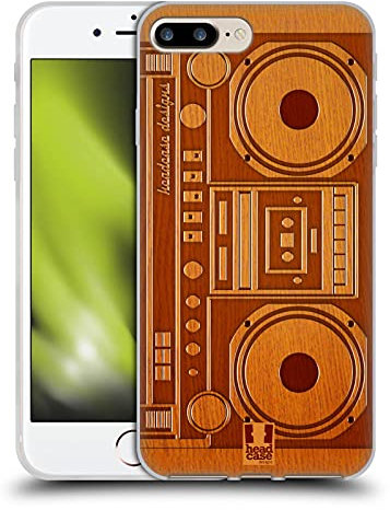 Head Case Designs Boombox Gadget en Bois Coque en Gel [Protection de Qualité Militaire] Compatible avec Apple iPhone 7 Plus/iPhone 8 Plus
